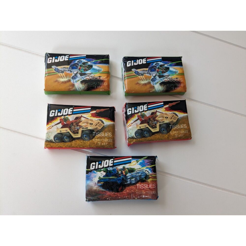 5 Packs of Vintage GI Joe Tissues - 1988 - Unopened -